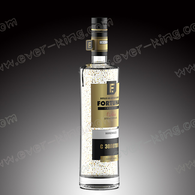 500ML Flint Glass Vodka Liquor Bottle With Cork Seal