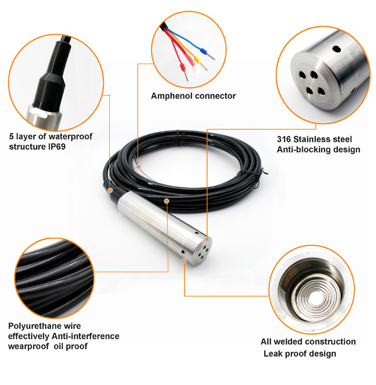 150%FS Submersible Pressure Transducer For River Water Measurement
