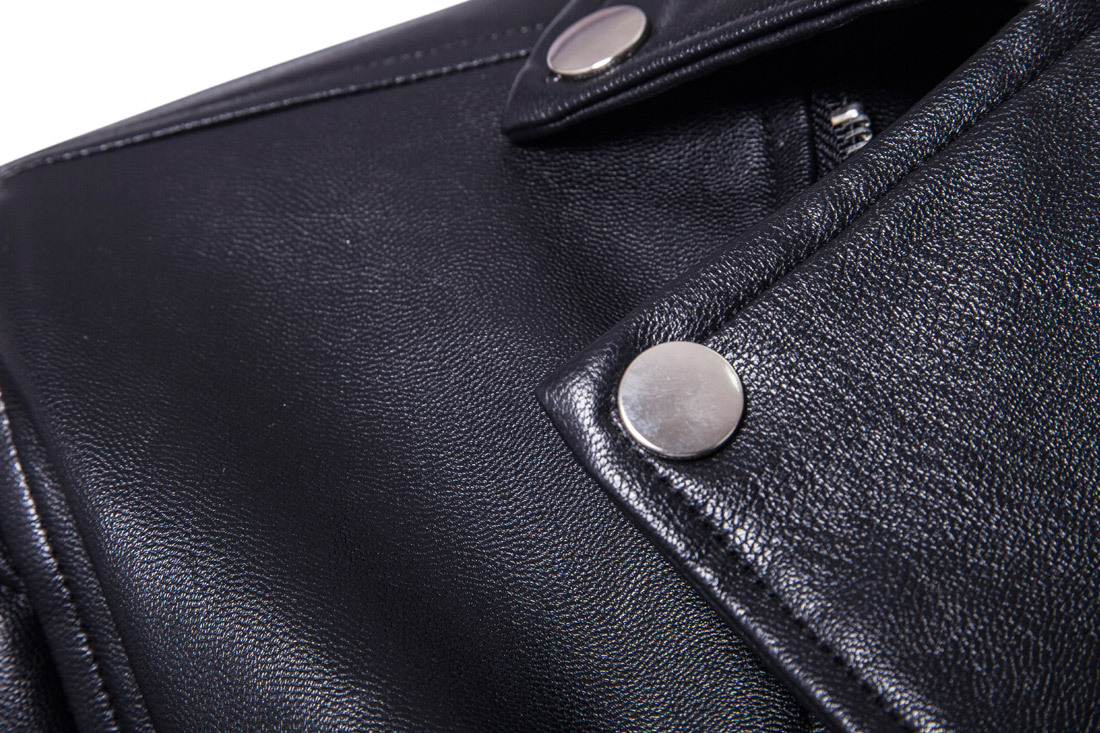 OEM classic popular best quality solid color slim fit men moto leather jacket