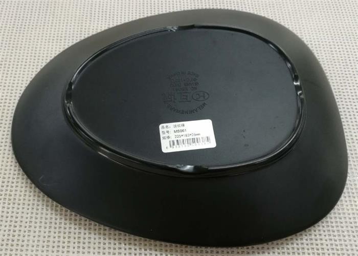 Imitation Porcelain Dinnerware Sets Korean - style Plate Black Color Ripple Finish