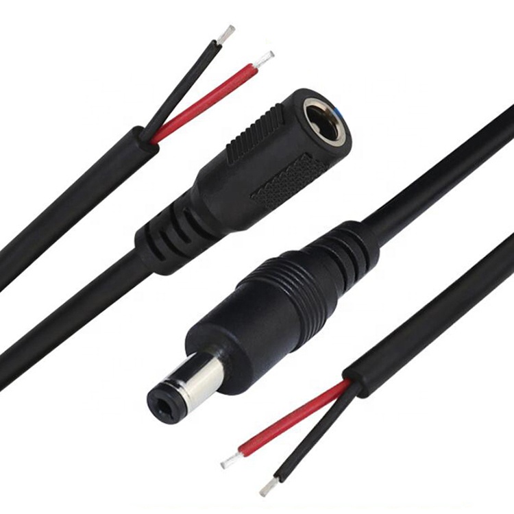 Male Female DC Barrel Jack 2.1x5.5mm Socket Connector to Open Bare Wire Pigtail Power Charger Cable