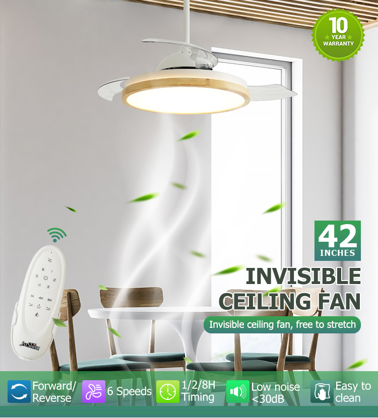 42 Inches Decorative Ceiling Fan with Remote 3000K/4500K/6000K Color Temperature and 2-