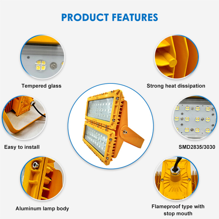 WF2 portable Explosion Proof Lighting Fixtures For Coal Oil Fields 200W 100W