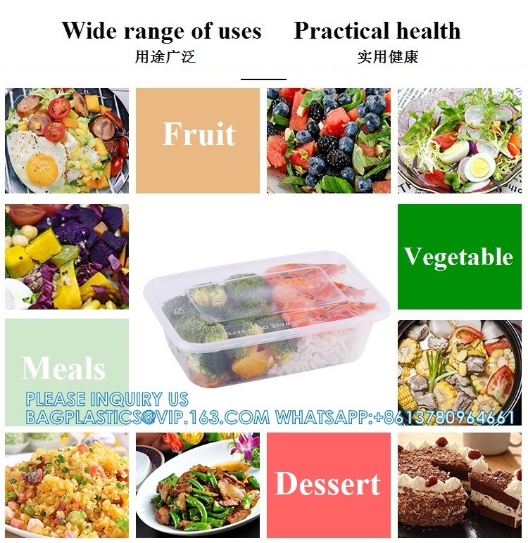 980ml American Takeaway Box Eco-Friendly Microwave Safe Plastic Food Containers With Lids Disposable Food Lunch Box