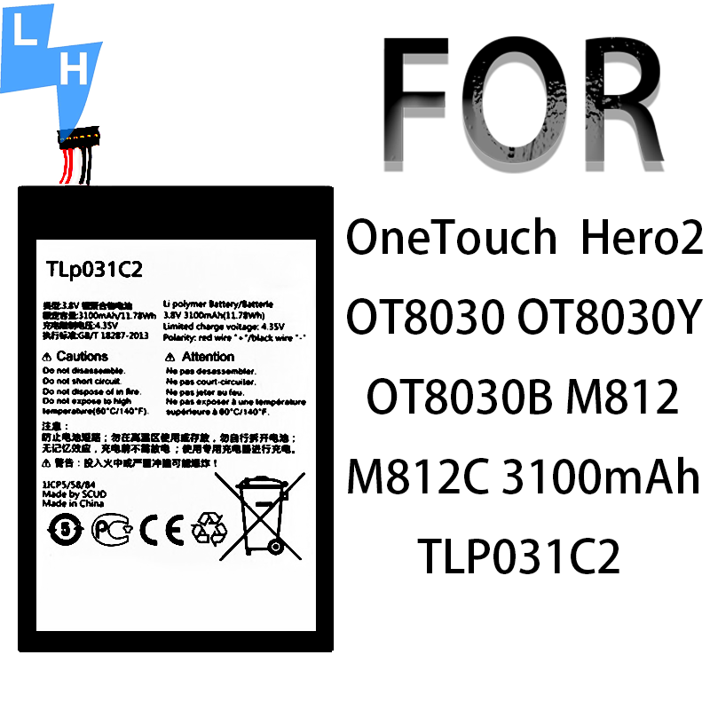 TLp031C2 Battery For Alcatel One Touch OT-8030/B Mobile Smart Phone 3.8V 3100mAh