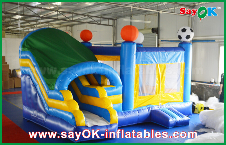 Small 4x3m Inflatable PVC Bounce Castle Slider With Football Decoratiionn