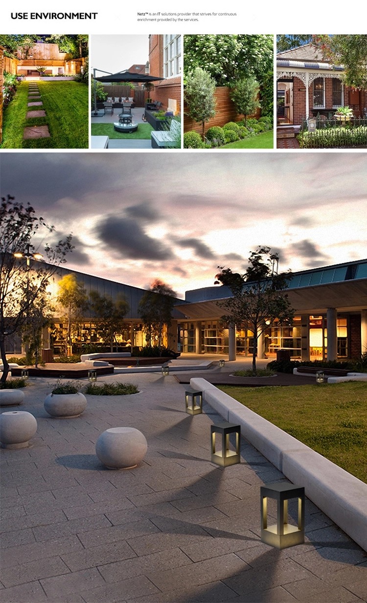Square Shape Outdoor Grass Lights 600mm , Landscape Villa Garden Lawn Lights Ip65