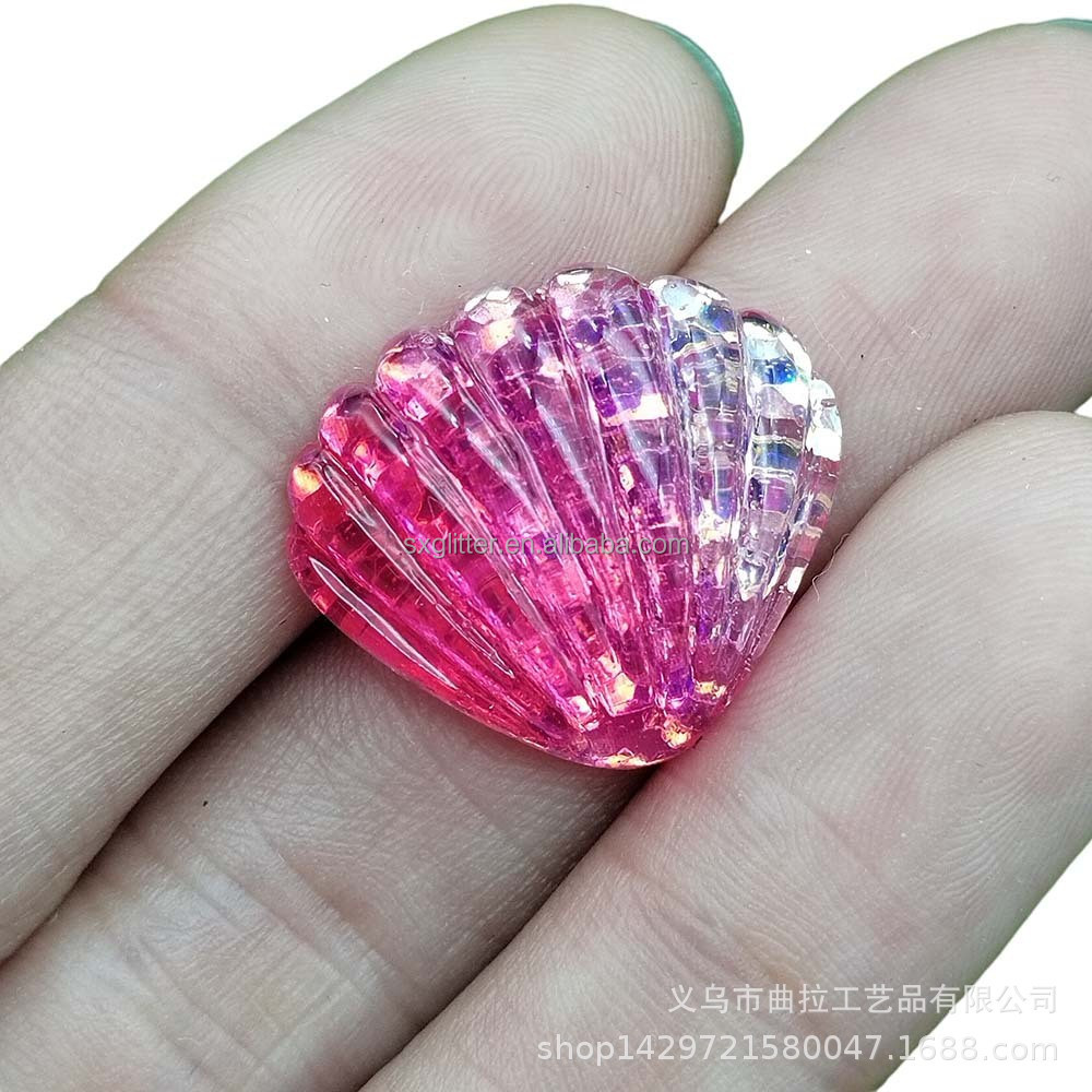 ployester Resin Glitter Mermaid Sea Shall and Glitter Sequin Mermaid Tail Resin Flat Back DIY Clip Thin Resin Crafts