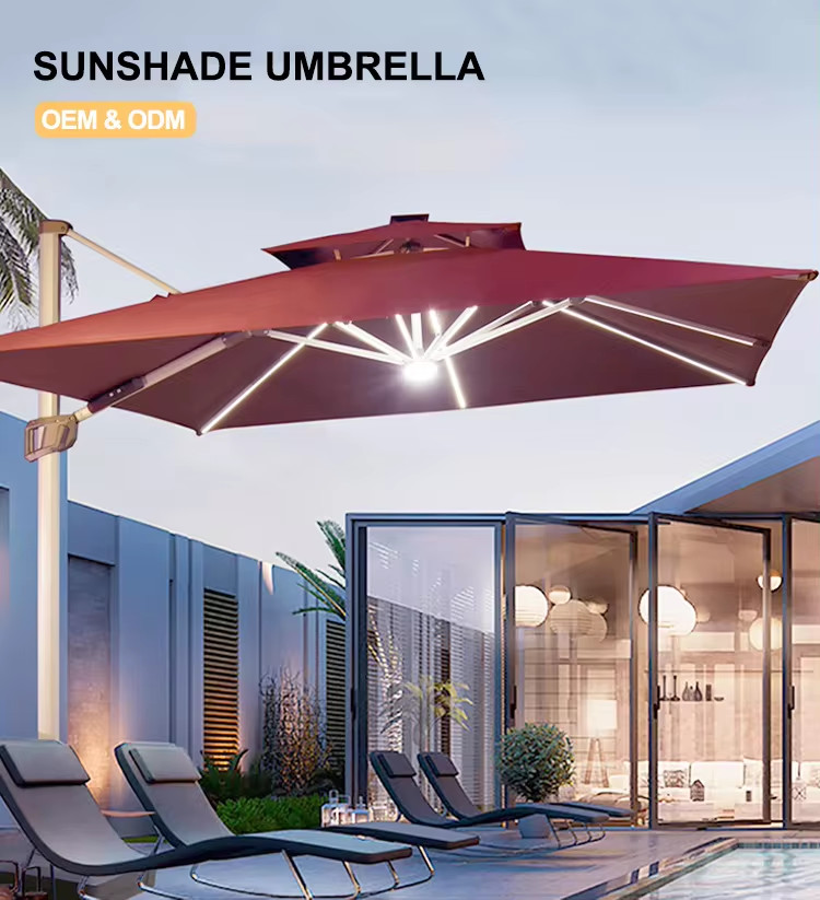 Red Roman Style Outdoor Patio Umbrellas for Garden and Balcony Decoration