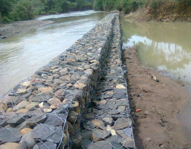 Green PVC Galvanized Gabion Box River Protect Stone Mesh 100mm X 120mm