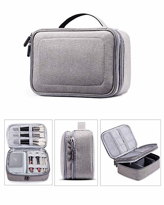 3 Layers Waterproof Cosmetic Organizer Bag Beauty Travel Case With Dividers