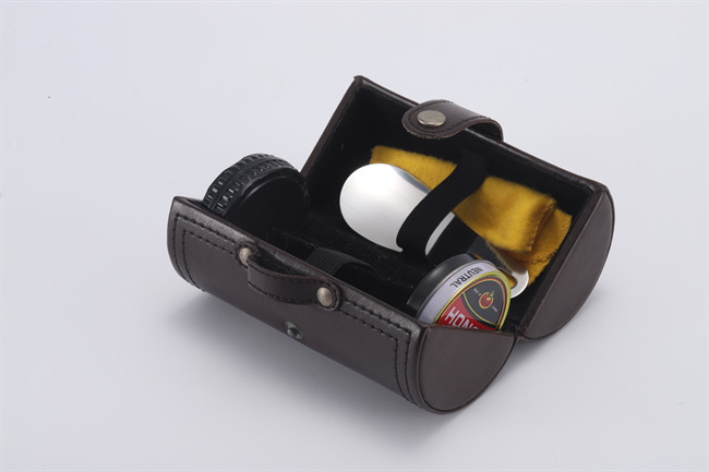 Shoe Shine Kit Polish Sponge Shoe Horn In PU Leather Case Made Promotional Custom