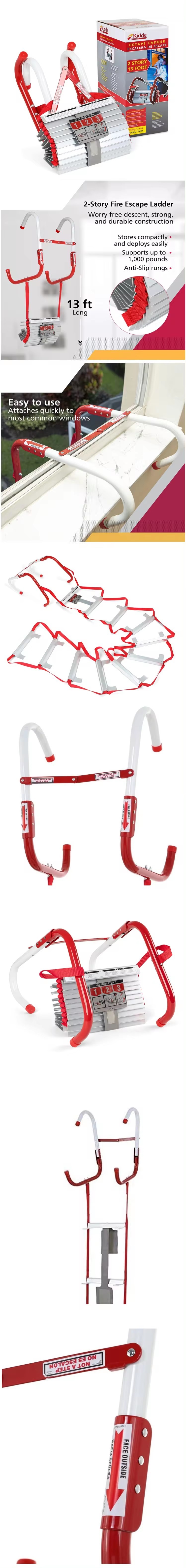 Aluminum Fire Safety Ladder Retractable Emergency Window Telescopic Two-Storey Balcony Fire Escape Ladder For Apartments