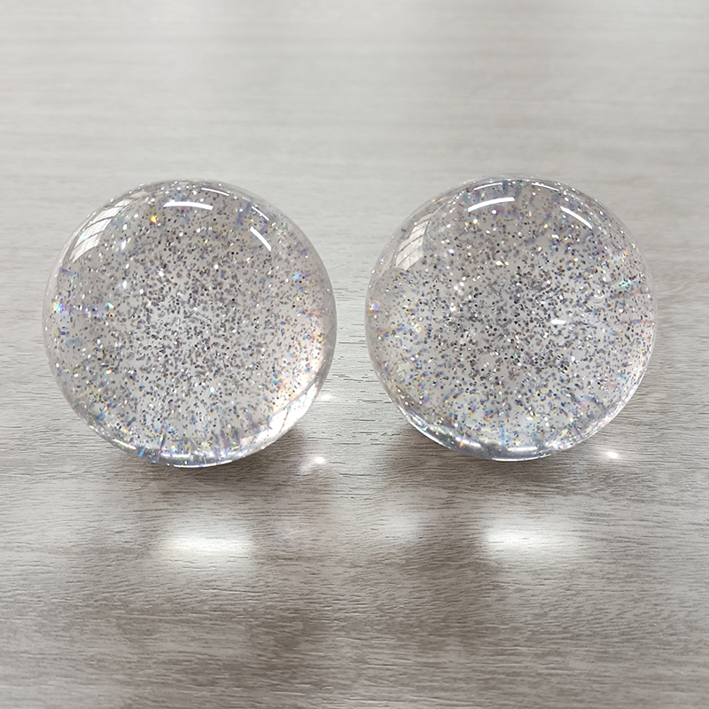 Customized Clear Glitter Ball Shiny Arylic Ball Glitter Powder Resin ball