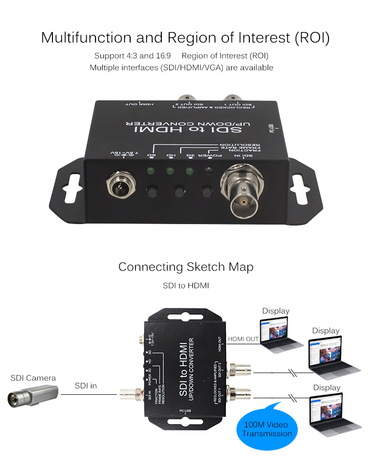 Simplified 3G-SDI To HDMI Interface Video Converter With Up / Down Scaling Function