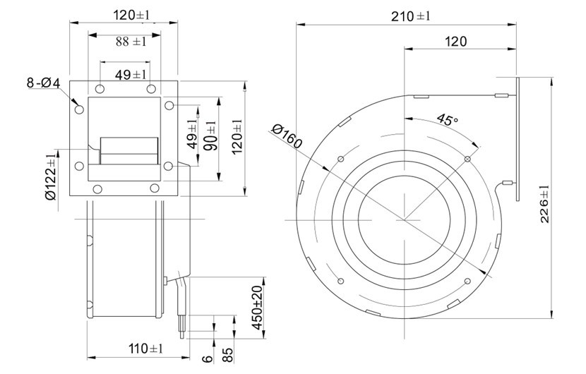 IP55 2.4A Centrifugal Blower Fan External Rotor Motors For Air Purifier