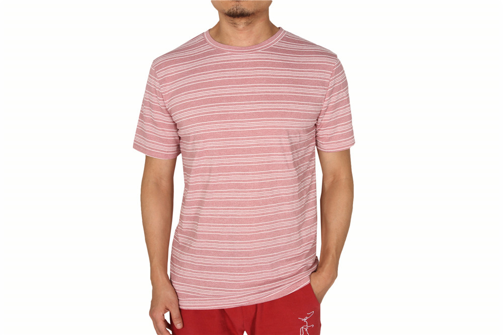 Stockpapa Pink Khaki Mens Striped Tee S M L XL