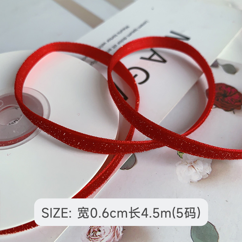 Shinny Glitter Velvet Ribbon 6mm-38mm Deep Red Velvet Ribbon Soft