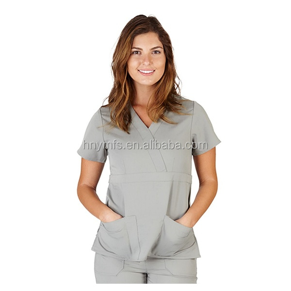 Solid Color Custom Logo Unisex Short Sleeve Scrubs Chlorine Bleaching Resistant