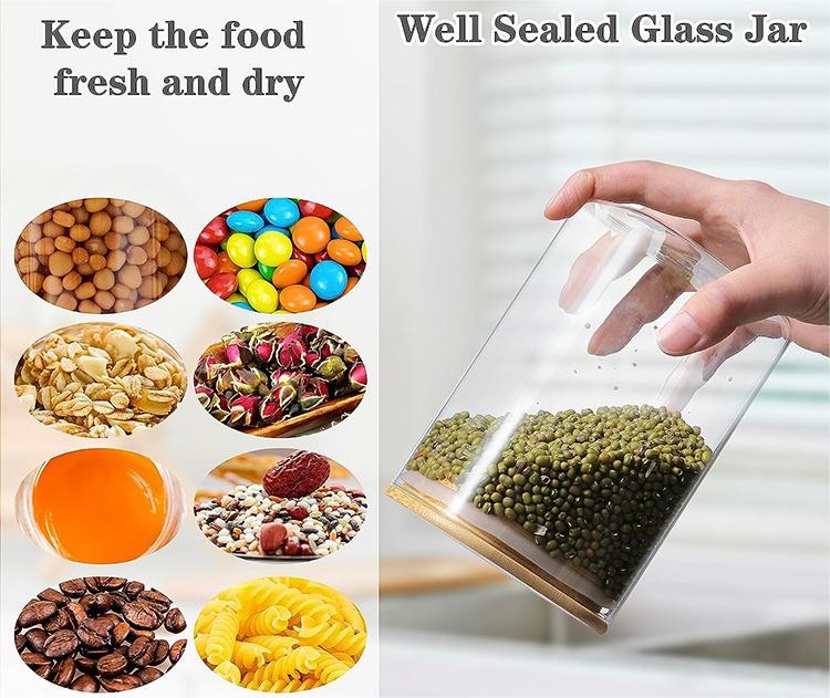 High Borosilicate Glass Jars 300ml Kitchen Canisters With Pantry Cork Lid