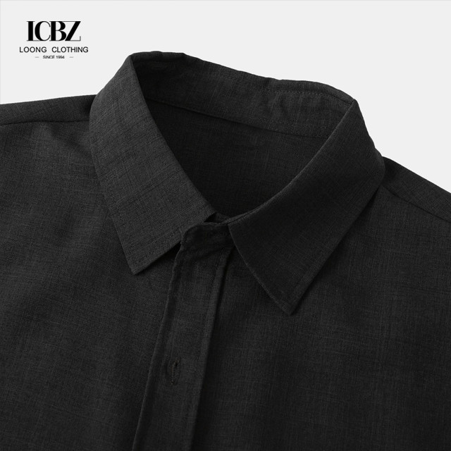 Stand Collar Cotton Linen Short Sleeve Shirts For Men Classic and Timeless Design