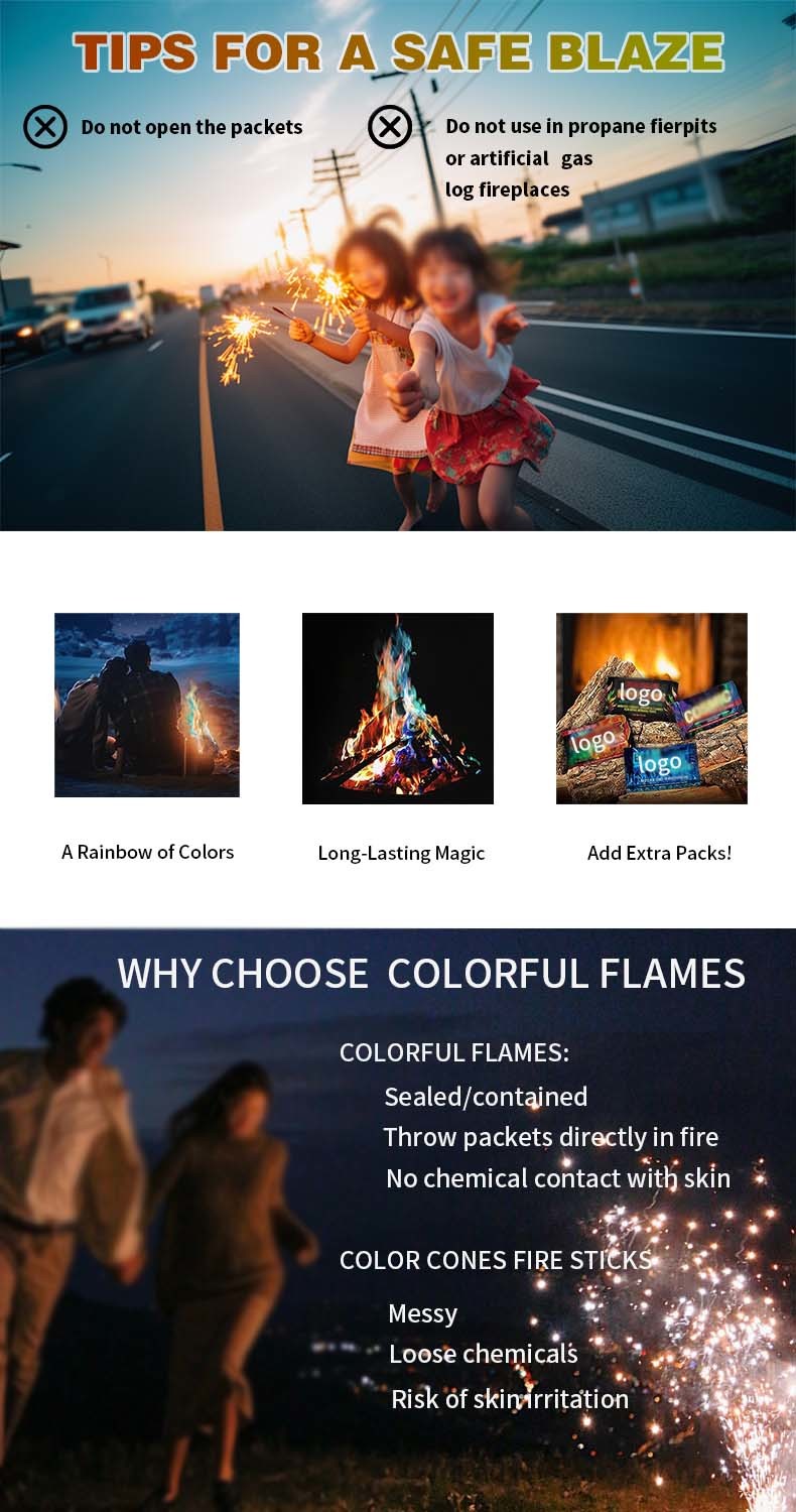 10g/25g Coloured Fire Flames Powder Bonfire Campfire Pyrotechnics Flames Trick For Outdoor Camping Picnics