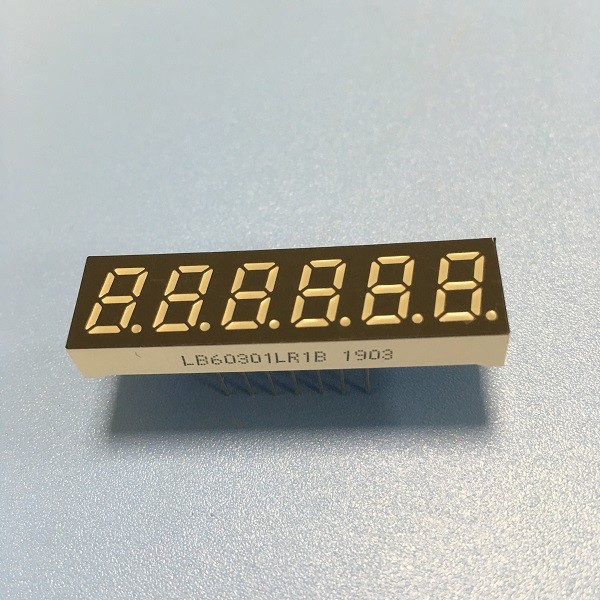 0.3" 6 Digit 7 Segment Led Display Small Size Super Red Common Cathode Polarity