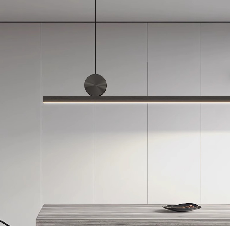Restaurant chandelier minimalist lamp Nordic style simple modern one-line aluminum tea room bar dining room dining table long strip lamp