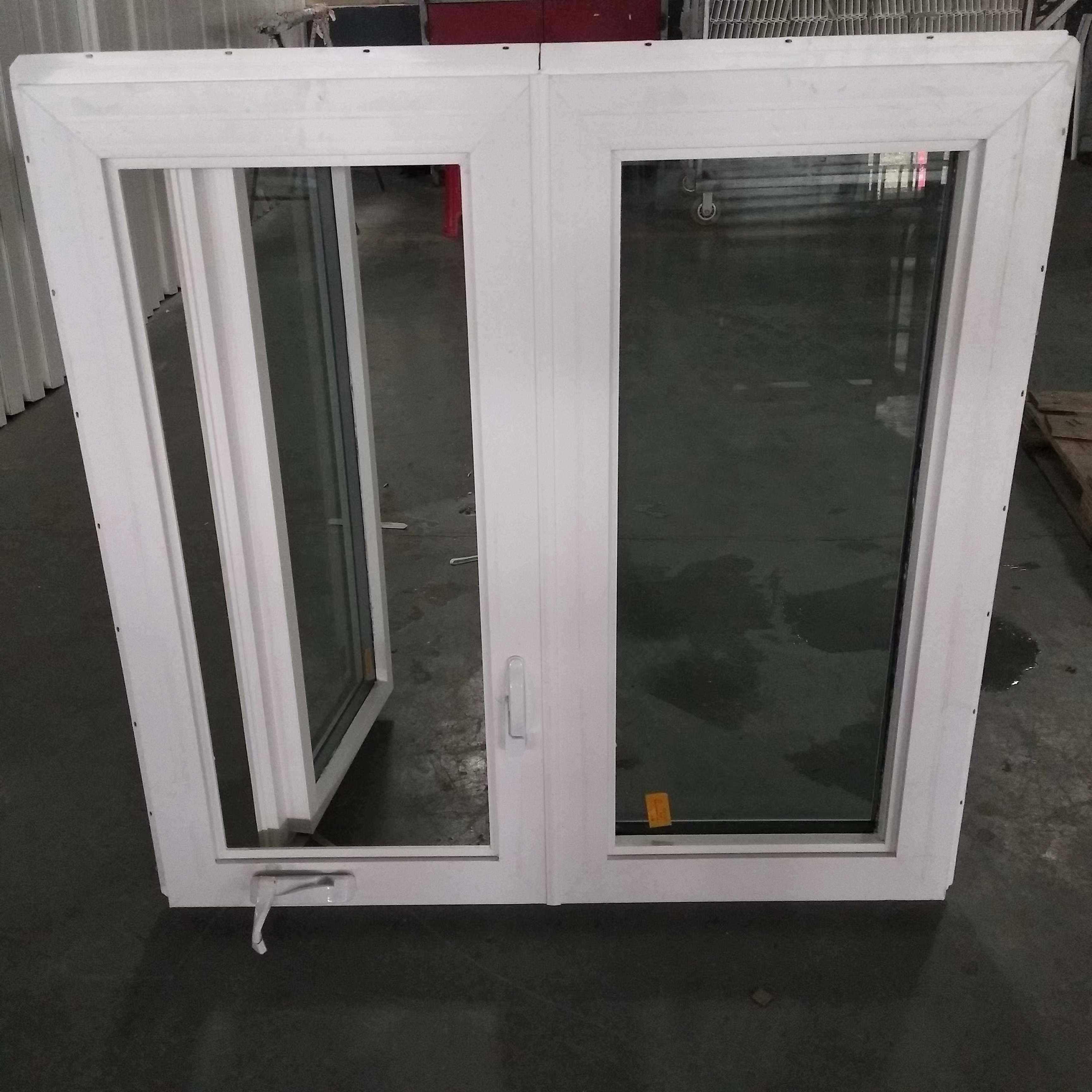 PVC Plastic Casement Window Door Double Tempered Glass Crank Open