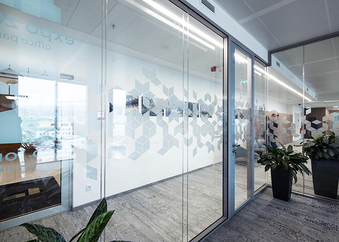 Double Layer Glazed Glass Partition Wall System Sound Proof Easy Installation