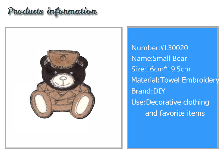 Cute bear towel embroidery patches iron sew on kids clothes#L30020