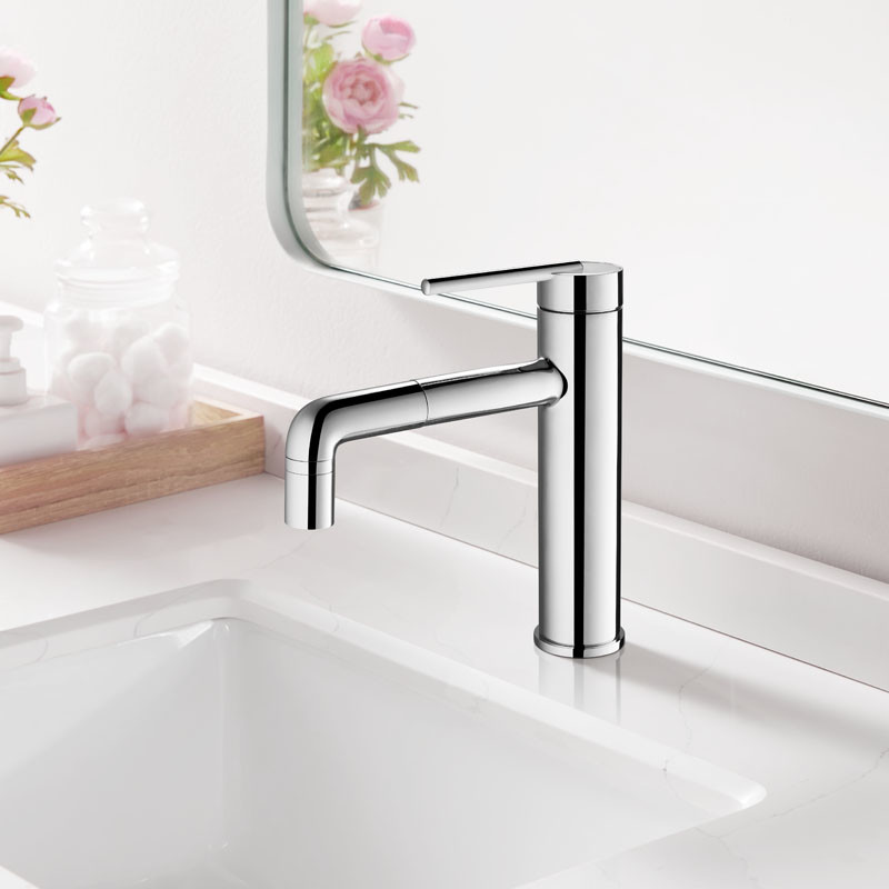 Chrome Waterfall Bathroom Basin Faucet With 360° Nozzle 202.4mm Width