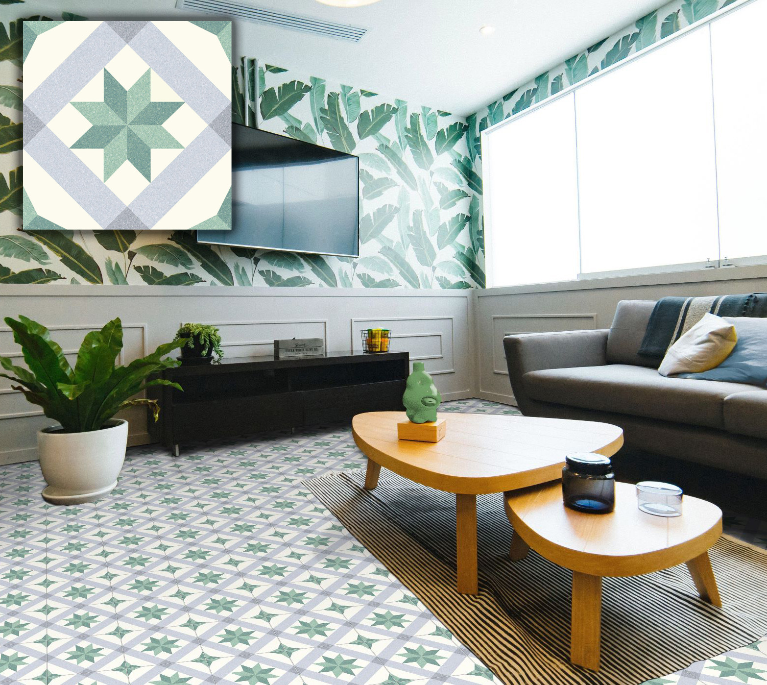 Green 250x250mm Antibacterial Ceramic Rustic Tile For Living Room And Durable Wall Tiles For Bathroom