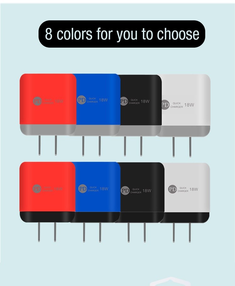 2 Ports USB C PD Wall Charger , QC 3.0 18W USB Type C Wall Adapter For IPhone 12