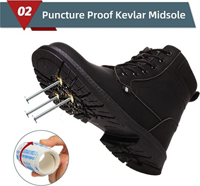 Black EU38 Puncture Proof Cold Resistant Safety Boots Mens Steel Toe Winter Boots