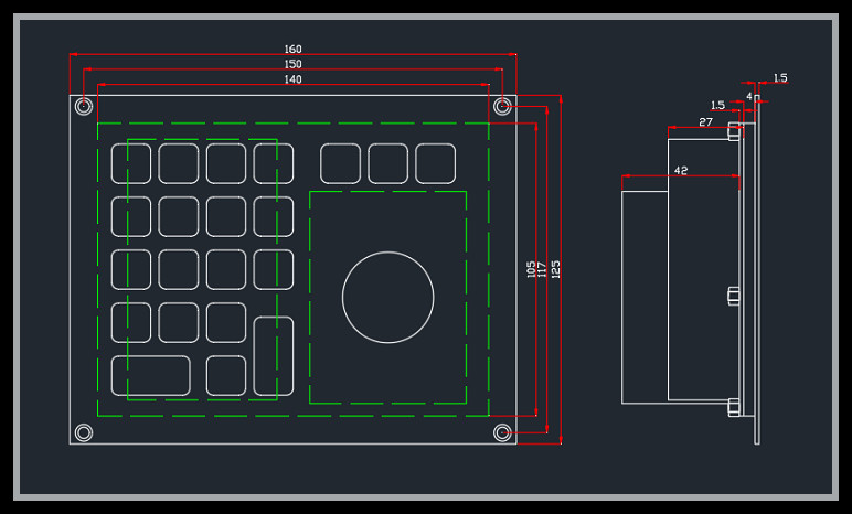Computer Digital Industrial Keyboard With Trackball USB Interface