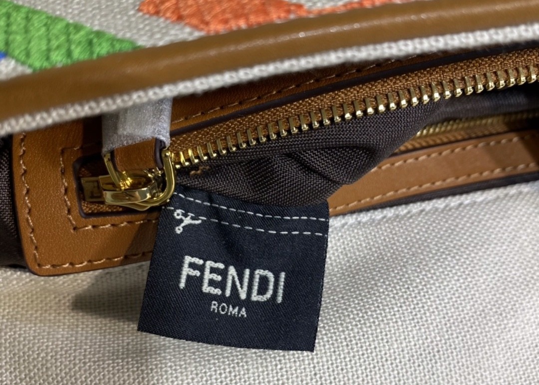 Women F Letters Pattern Denim Baguette Bag Embroidery Series