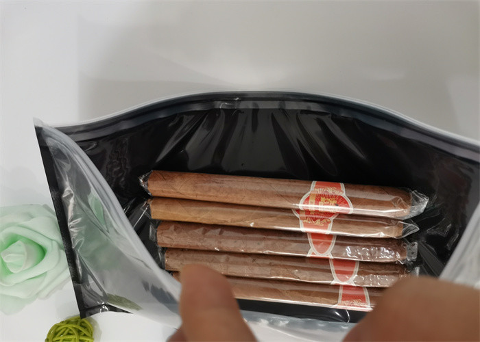 Brown LDPE Cigar Bag With Zippered Head Zip Lock Cigar Humidor Bags With Slider