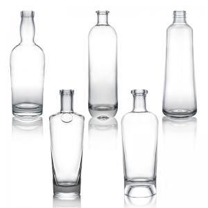 Buy cheap Customized Logo Glass Collar Wholesales Short Neck Gin Rum Brandy Whisky Liquor Bottle with Cork product