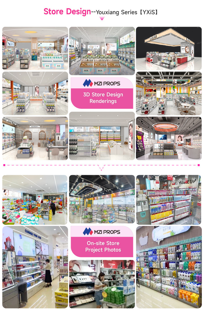 MultiFunctional Universal Promotion Cabinet Gray Skincare Display Shelf For Retail Store Interior Design
