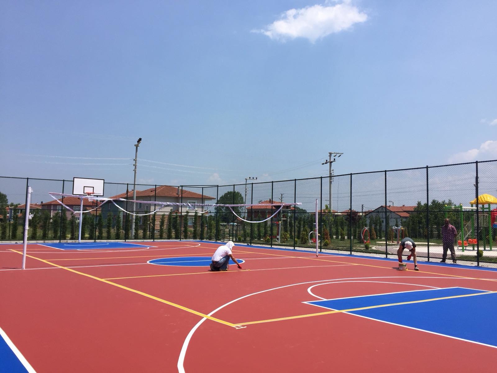 Smooth Or Textured Surface Polyurethane Sport Flooring Class 1 Fire Resistance