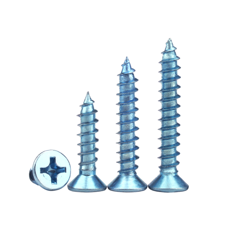 OEM Customized Carbon Steel Blue Zinc Plated Countersunk Head Self-Tapping Screws