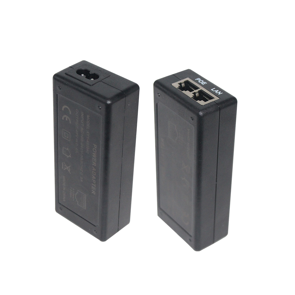 DC Connector 2 RJ45 Ports POE Injector Power Supply 24V 1a For IP Camera