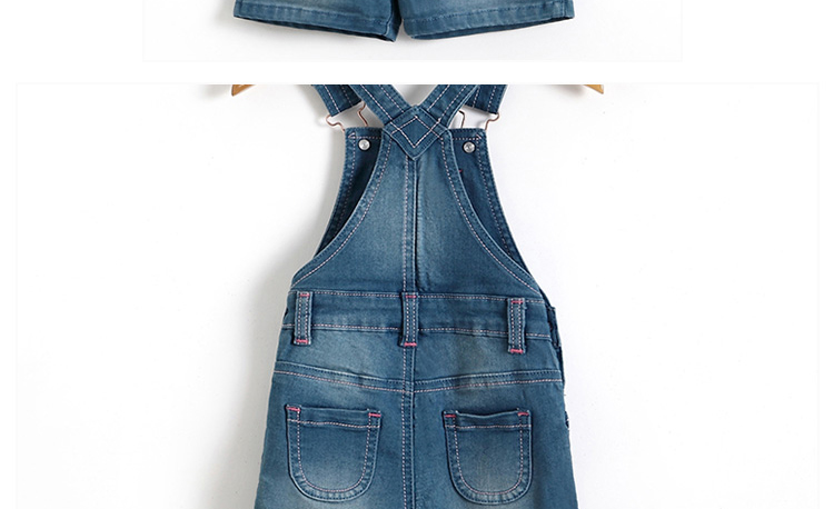 Baby Girl Embroidery Denim Dungaree Shorts With Adjustable Strap Spring Summer