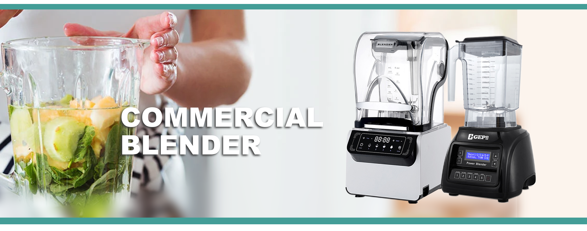 Multifunctional 1800W Commercial Blender with Plastic Housing and Pure Copper Motor