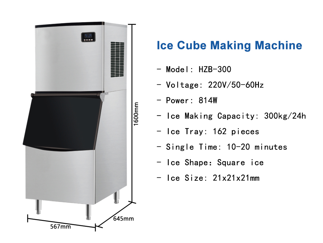Hotel Control Panel Touchpad Ice Cube Maker Machine 300kg Stainless Steel Automatic Ice Block Making Commercial Ice Maker