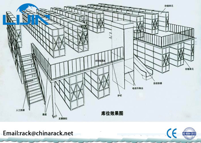 Anti Corrosive Storage Mezzanine Floors , Loading capacity 200 ~ 1000kg/sqm