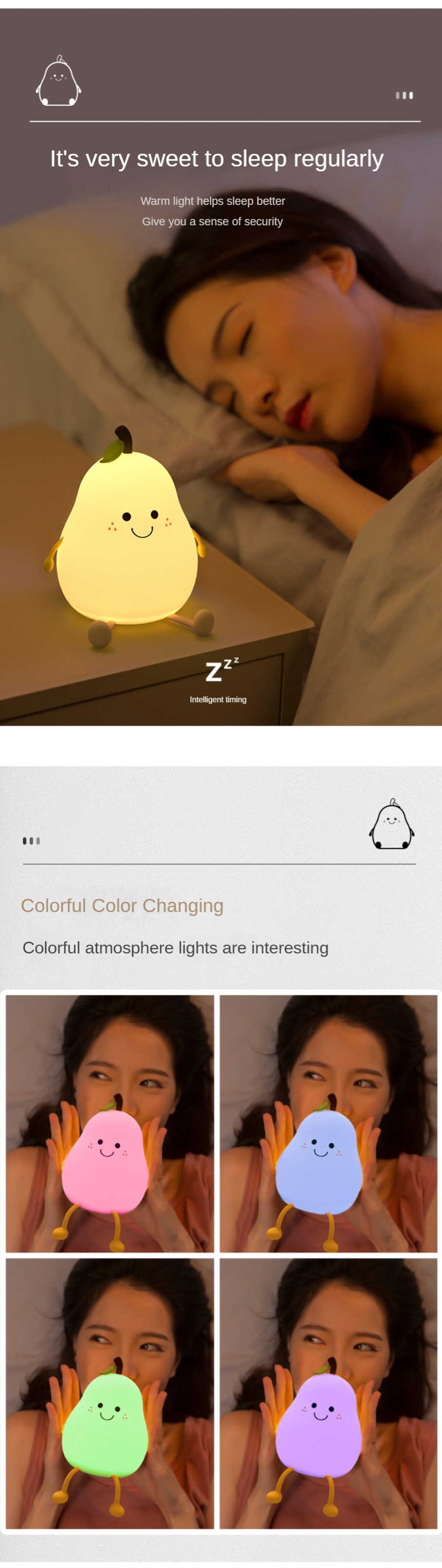 High Quality Rechargeable RGB Wireless LED Night Light Dimmable Table Lamp For Baby / Kids Lovely Silicone Design