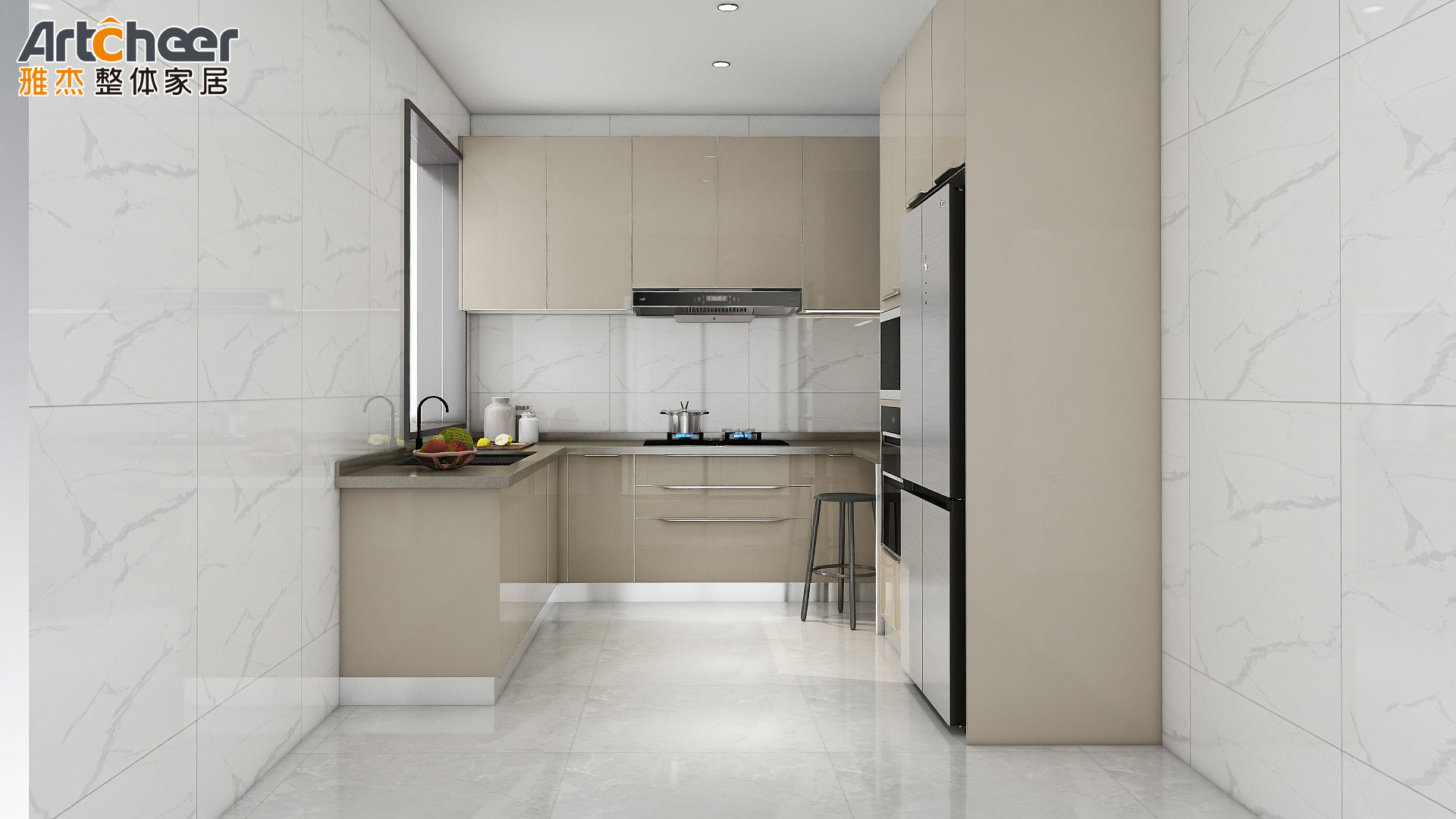 Complete Sets of Stainless Steel Wood Kitchen Cabinets for Customized Color Options