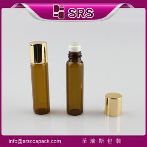 China SRS empty round 5ml amber roll on perfum glass bottle wholesale for personal care products on sale